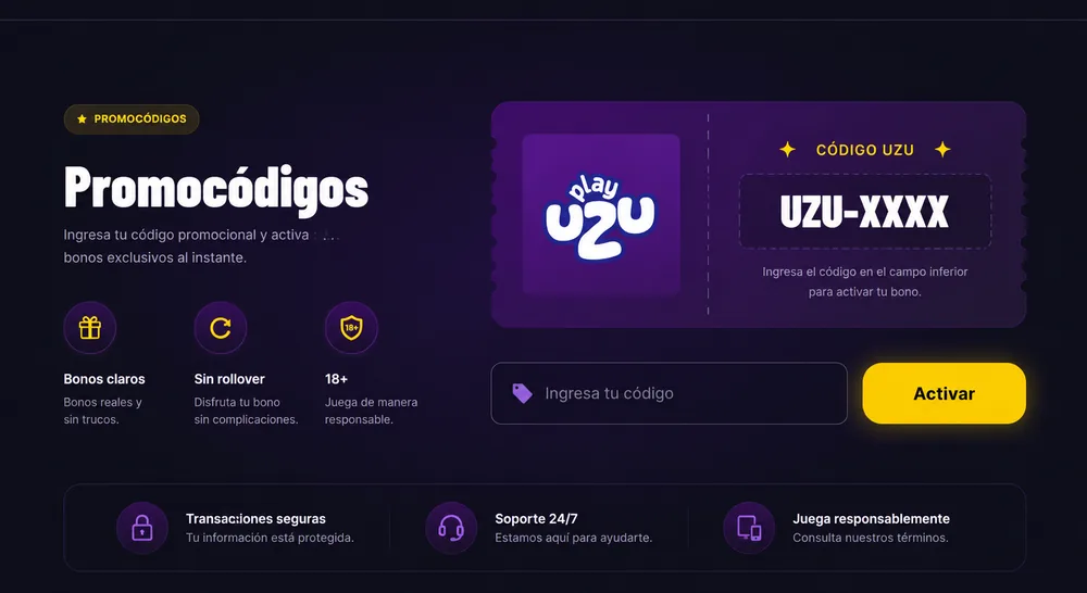 Activar códigos promocionales UZU para reclamar bonos en PlayUZU México