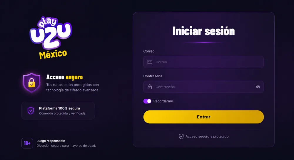 Iniciar sesión de forma segura en la cuenta del Club UZU de PlayUZU México