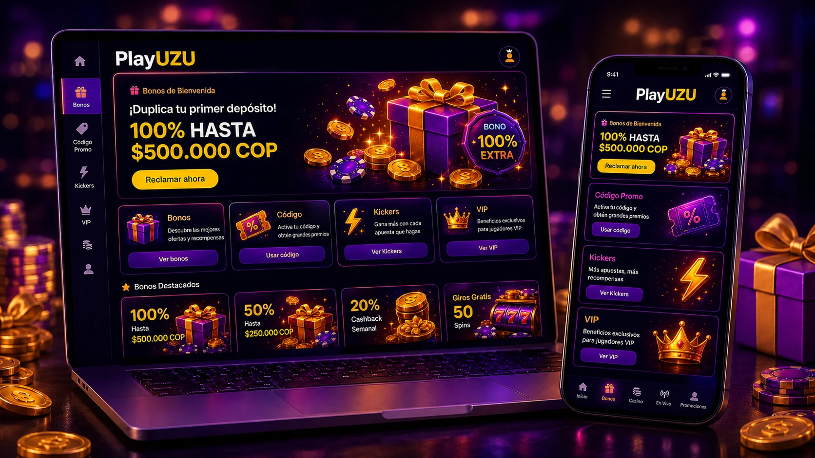 Promociones PlayUZU Mexico con tiradas gratis destacadas en la pagina principal