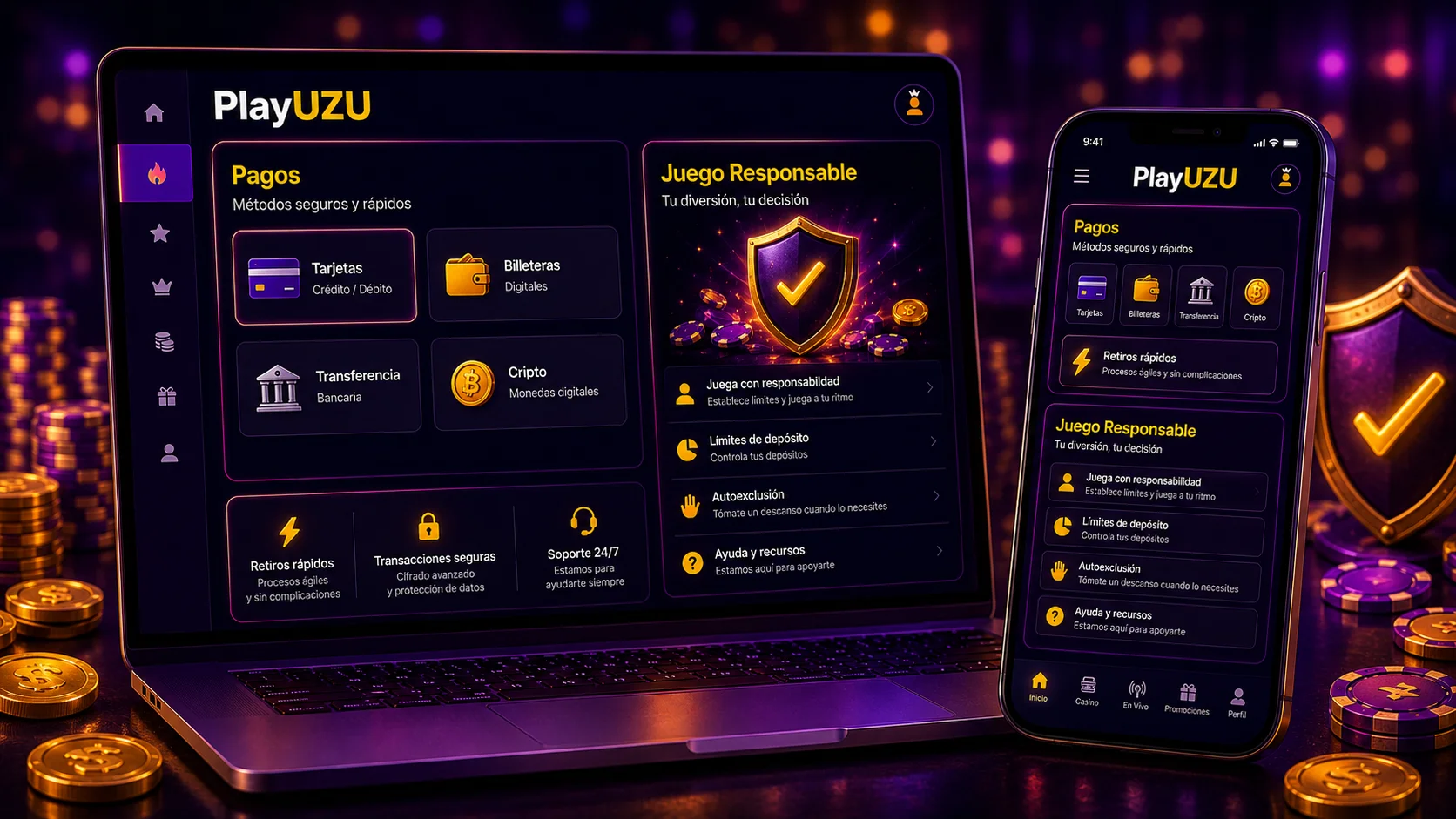 Pagos y retiros PlayUZU Mexico con metodos seguros