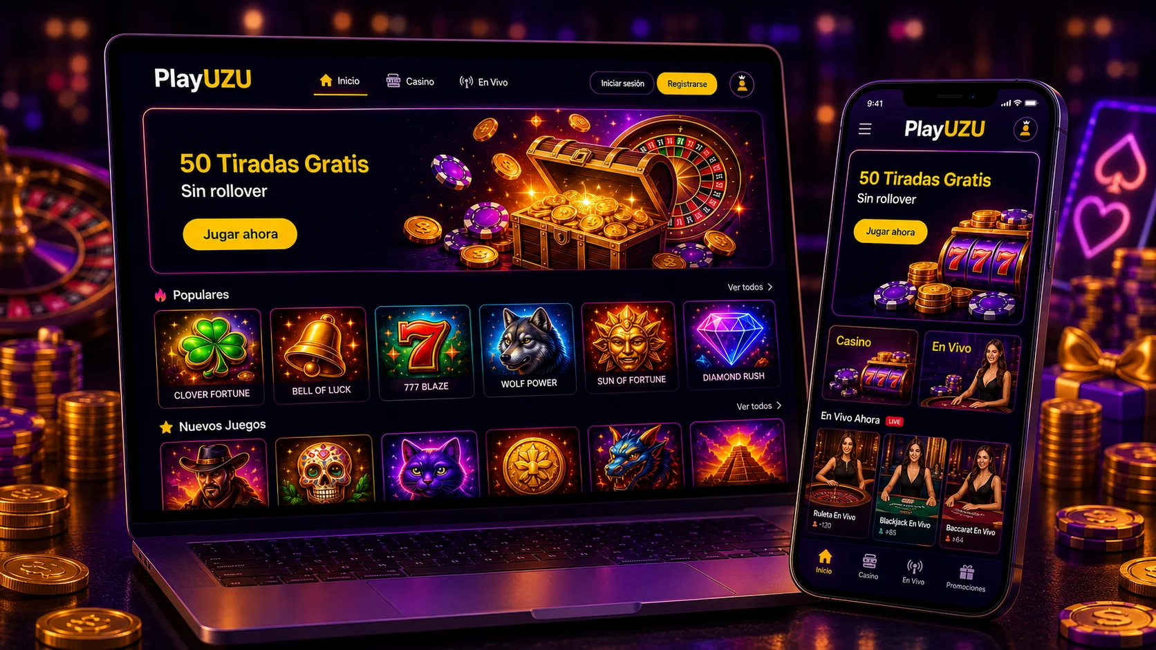 Tragamonedas PlayUZU Mexico con juegos de slots y premios